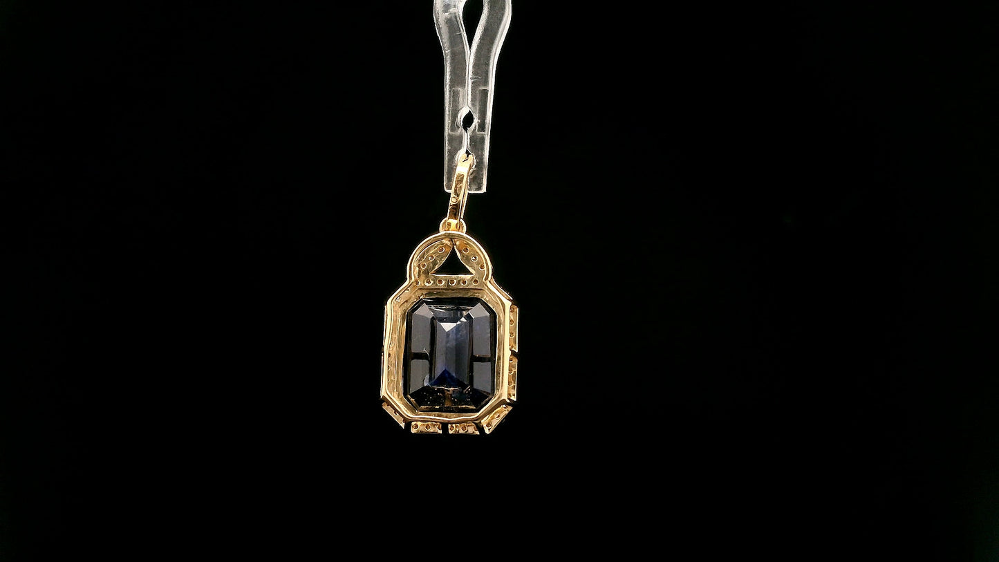 5.22 Ct Octagon Natural Sapphire 14K Gold Pendant