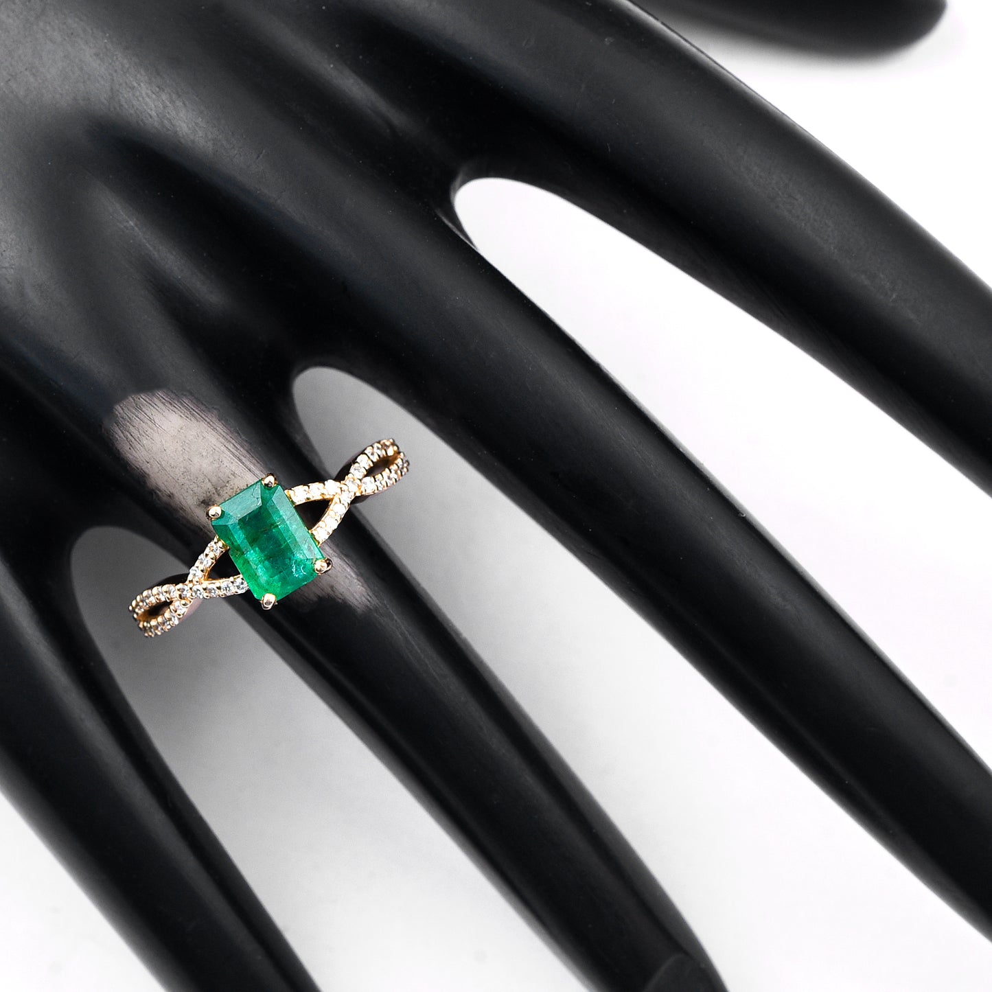 1.08 Ct Octagon Step Cut Natural Emerald 14K Gold Ring