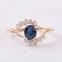 1.03 Ct Oval Sapphire 14K Gold Ring