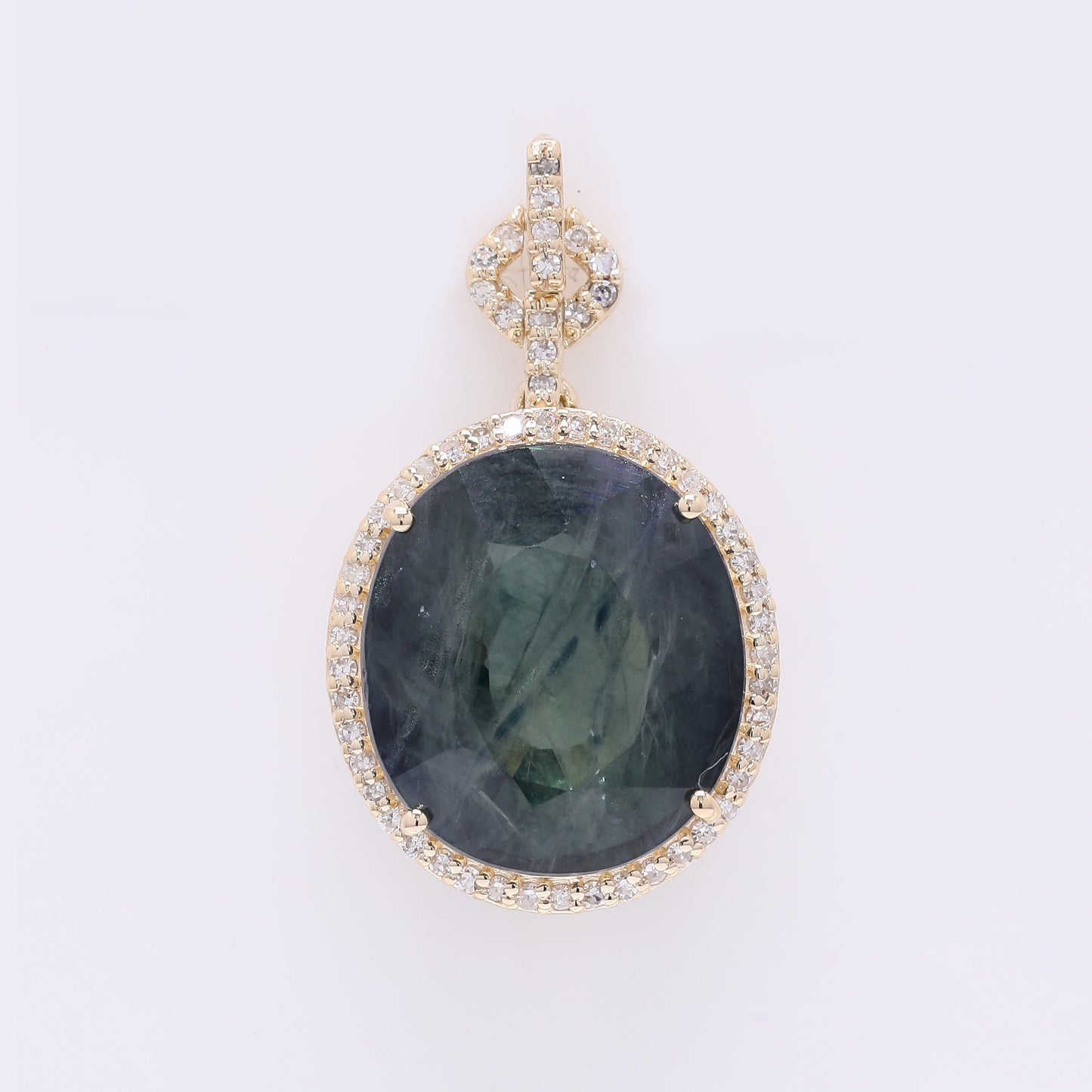10.31 Ct Oval Mixed Cut Natural Sapphire 14K Gold Pendant