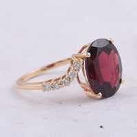 5.06 Ct Oval Natural Garnet 14K Gold Ring