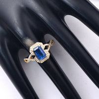 2.11 Ct Octagon Step Cut Natural Sapphire 14K Gold Ring