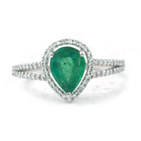 1.55 Ct Pear Mixed Cut Natural Emerald 950 Platinum Ring