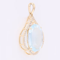 4.61 Ct Oval Mixed Cut Natural Aquamarine 14K Gold Pendant