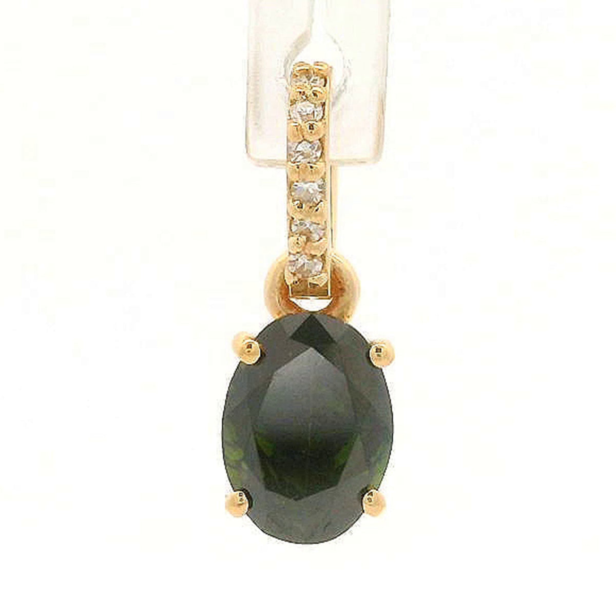 0.61 Ct Oval Green Diamond 14K Gold Pendant