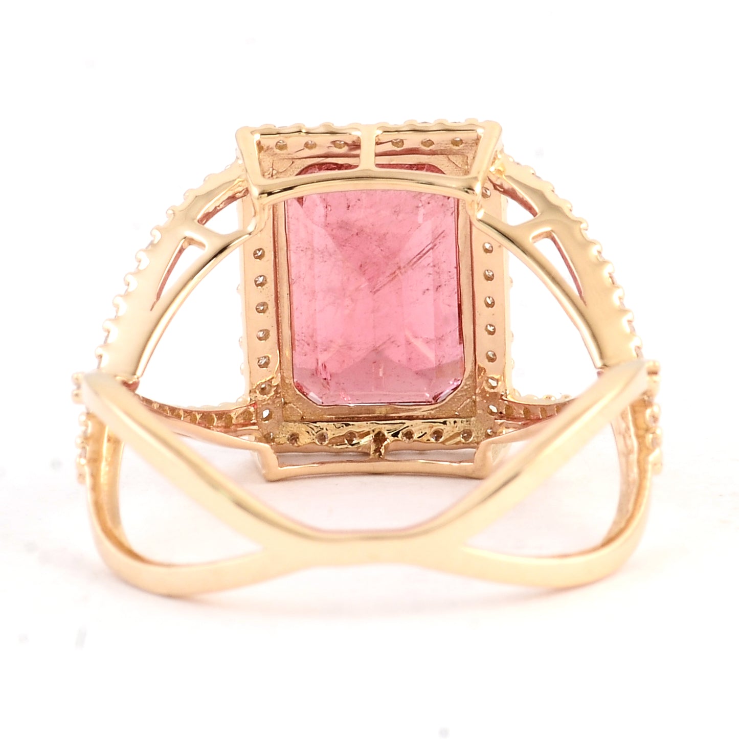 4.02 Ct Emerald Cut Natural Tourmaline 14K Gold Ring