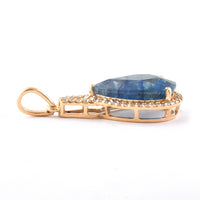 4.61 Ct Pear Mixed Cut Natural Sapphire 14K Gold Pendant
