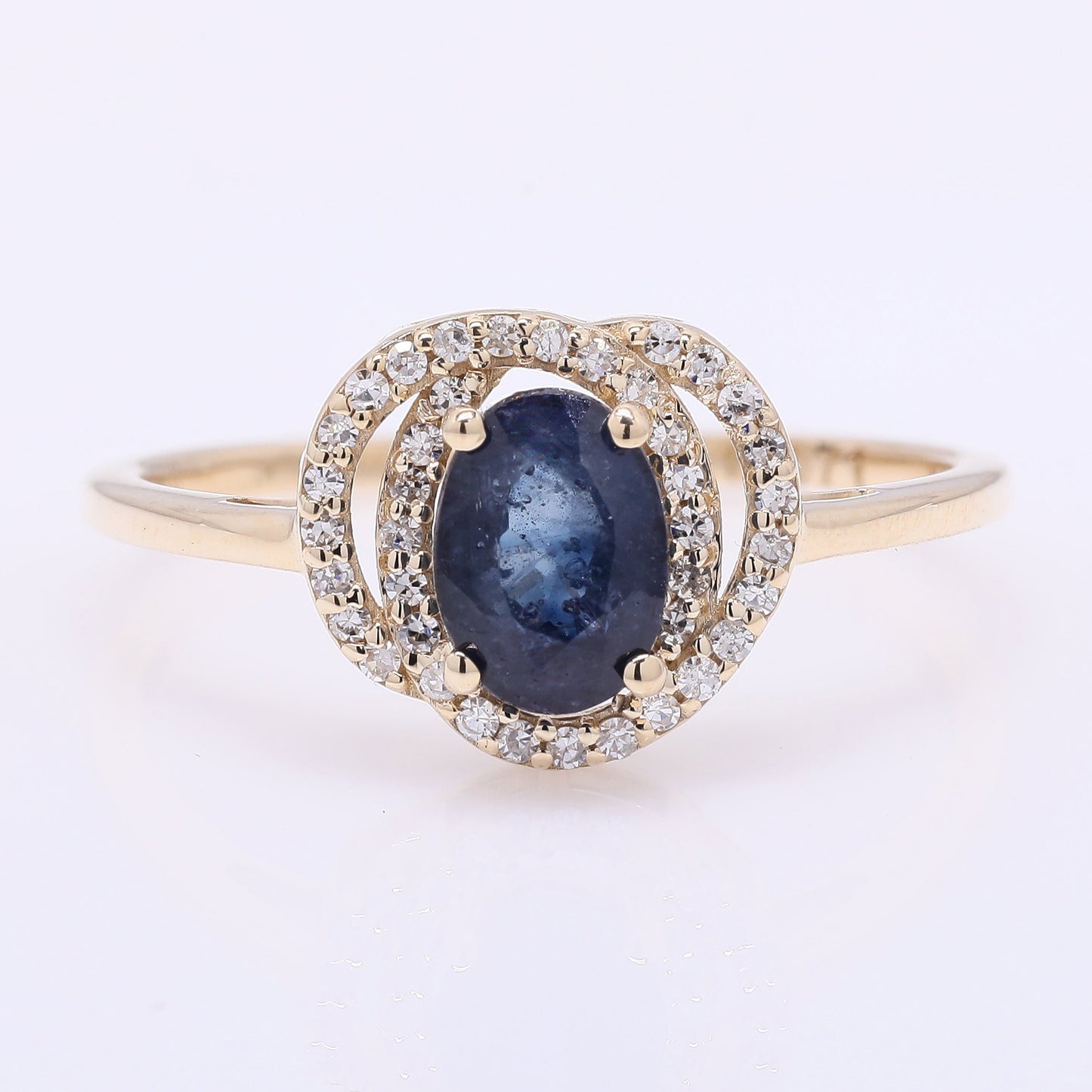 1.21 Ct Oval Mixed Cut Natural Sapphire 14K Gold Ring