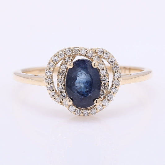 1.21 Ct Oval Mixed Cut Natural Sapphire 14K Gold Ring