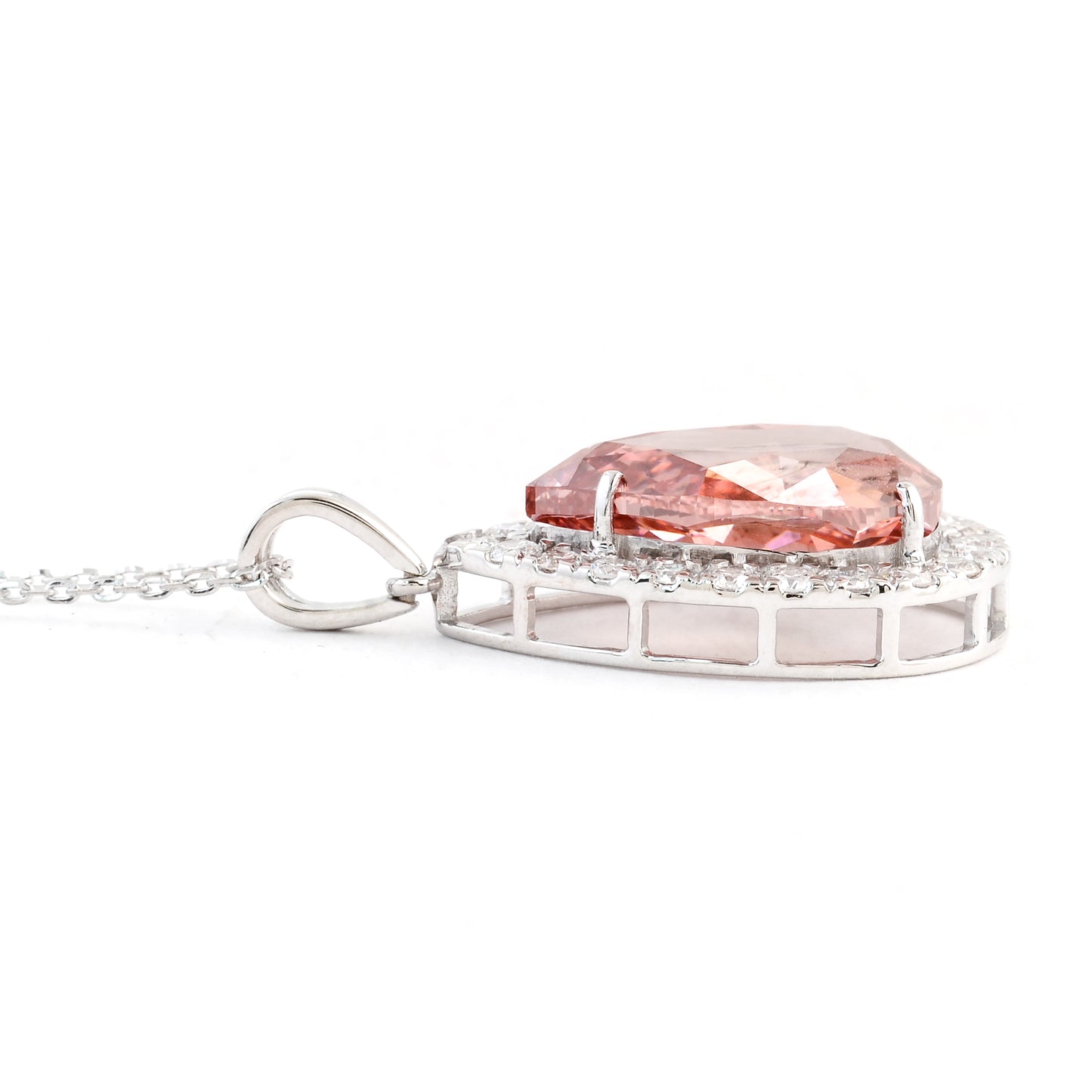 5.65 Carats Pink Lab Grown Diamond 14K Gold Pendant