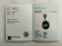 3.69 Ct Oval Mixed Cut Natural Green Sapphire 950 Platinum Pendant