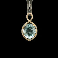 3.58 Ct Oval Mixed Cut Natural Aquamarine 14K Gold Pendant
