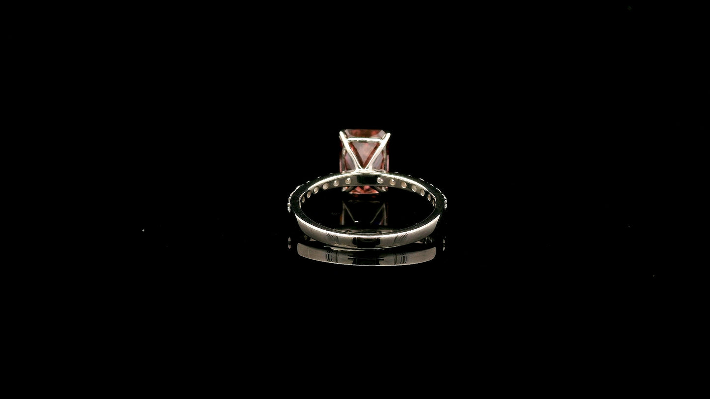 3.43 Carats Pink Lab Grown Diamond 14K Gold Ring