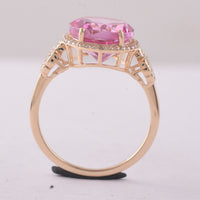 5.73 Ct Oval Pink Topaz 9K Gold Ring