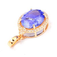 3.13 Ct Oval Mixed Cut Natural Tanzanite 14K Gold Pendant