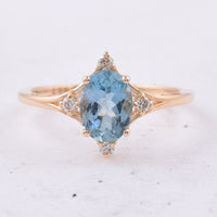 1.25 Ct Oval Natural Aquamarine 14K Gold Ring