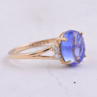 2.54 Ct Oval Cabochon Cut Natural Tanzanite 14K Gold Ring