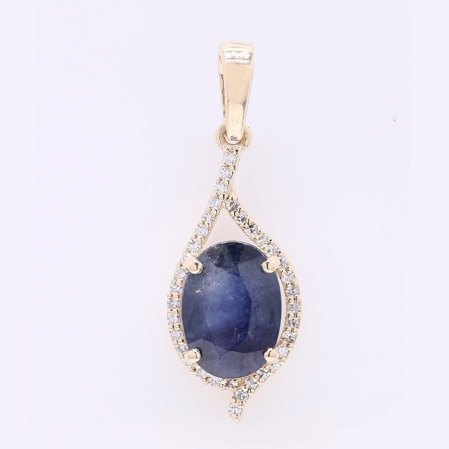 2.23 Ct Oval Mixed Cut Natural Sapphire 14K Gold Pendant