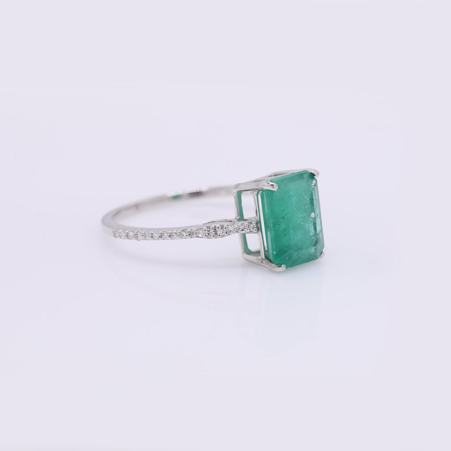 2.58 Ct Octagon Step Cut Natural Emerald 950 Platinum Ring
