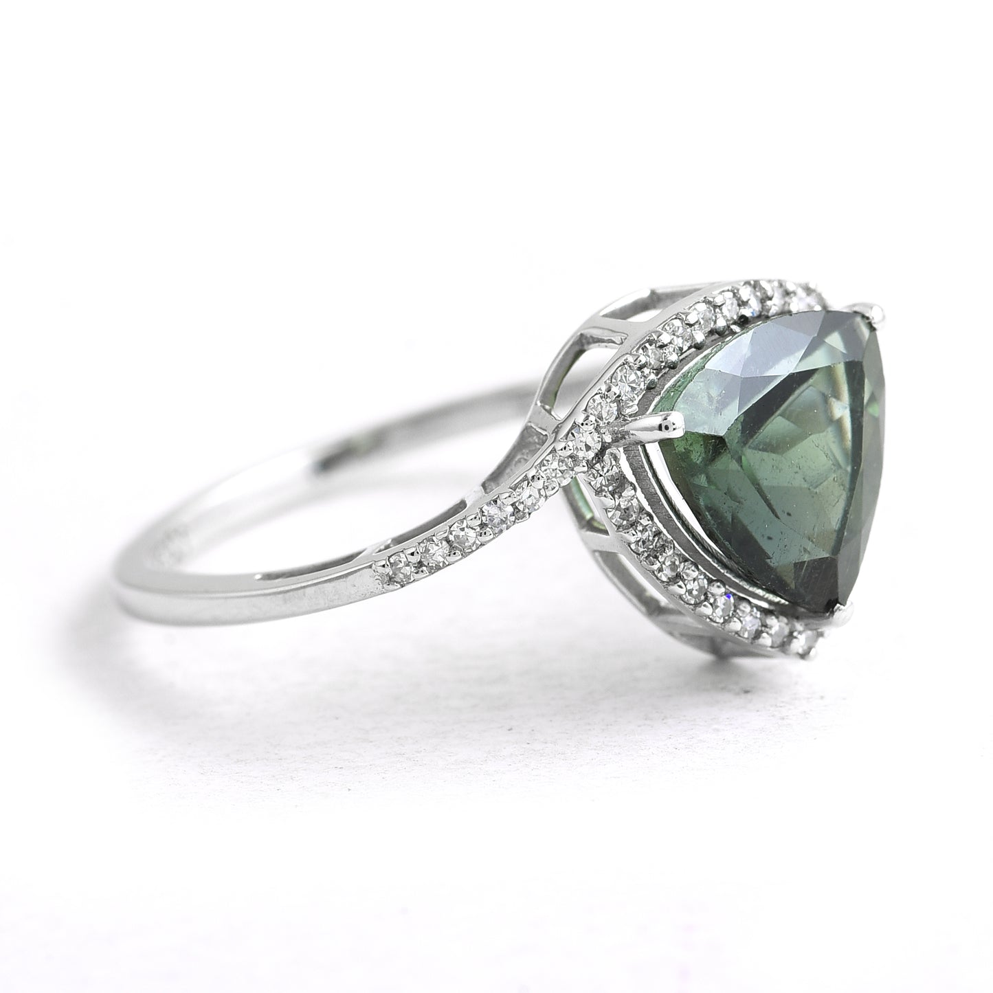2.12 Ct Trillion Tourmaline 950 Platinum Ring