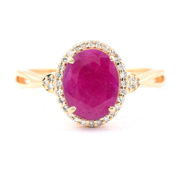 1.60 Ct Oval Mixed Cut Natural Ruby 14K Gold Ring