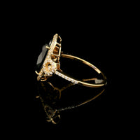 3.56 Ct Oval Mixed Cut Lab Grown Sapphire 14K Gold Ring