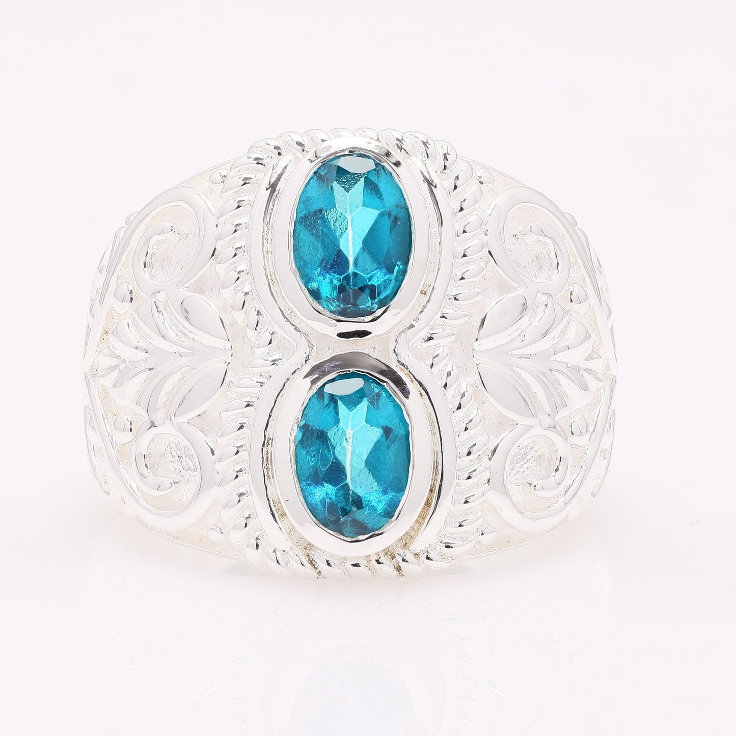 1.78 Ct Oval Paraiba Topaz 925 Silver Ring