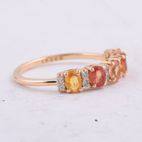 1.22 Ct Oval Natural Multi-Coloured Sapphire 14K Gold Ring