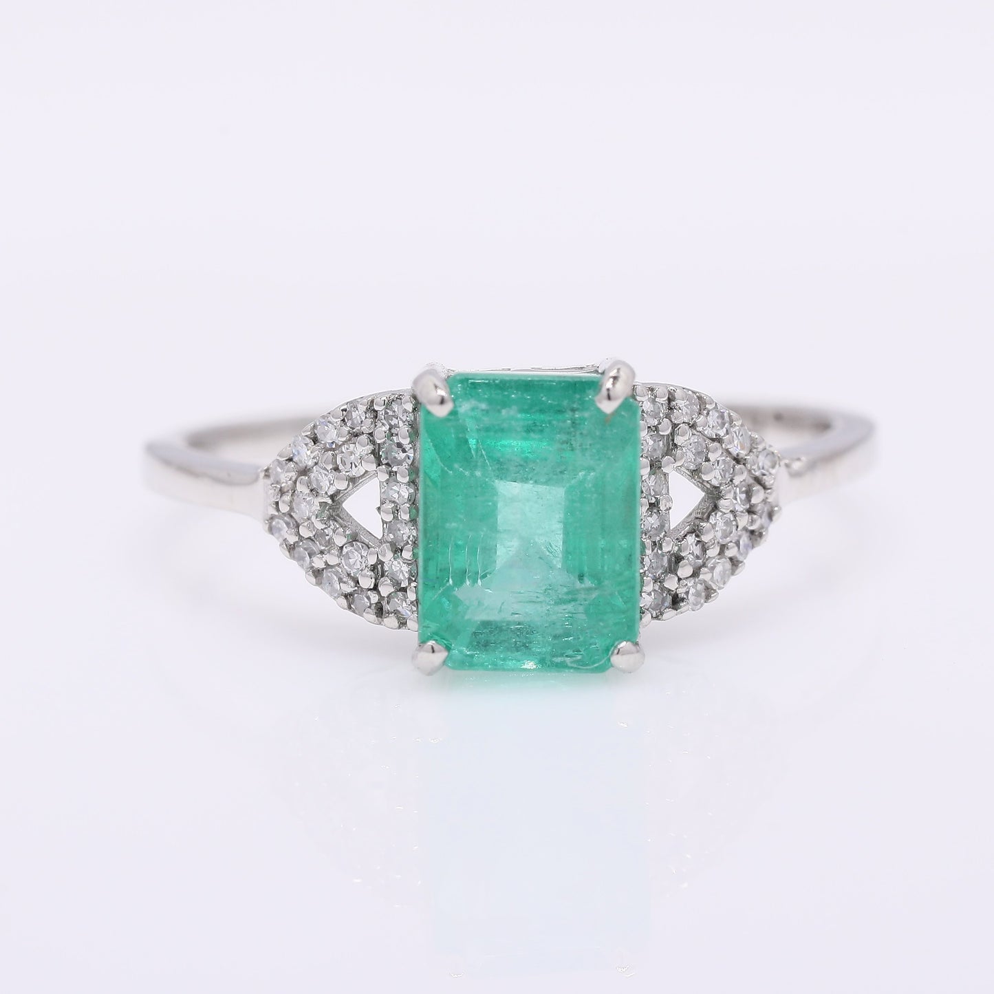 1.78 Ct Octagon Step Cut Natural Emerald 950 Platinum Ring