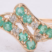0.48 Ct Round Natural Emerald 14K Gold Ring
