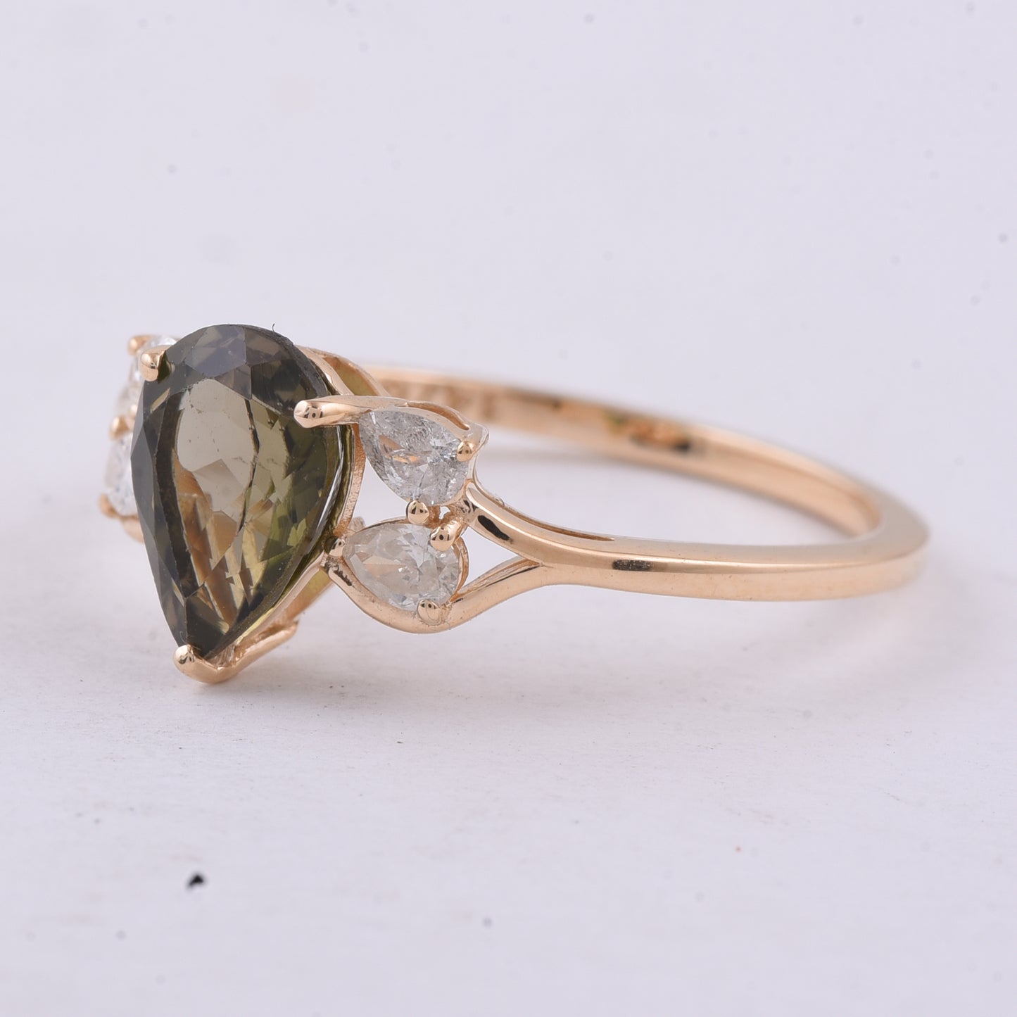 1.29 Ct Pear Natural Tourmaline 14K Gold Ring