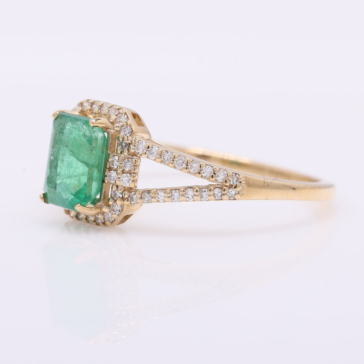 1.16 Ct Octagon Step Cut Natural Emerald 14K Gold Ring