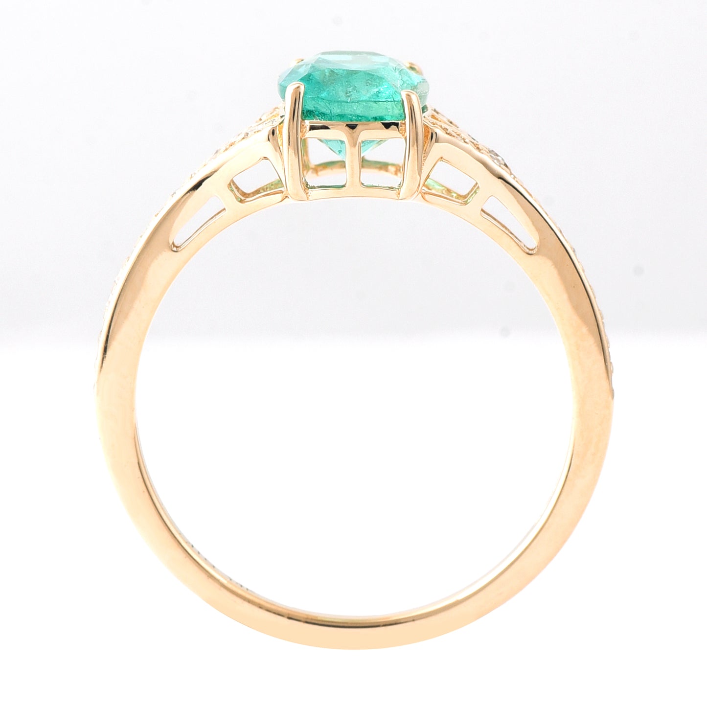 1.40 Ct Cushion Mixed Cut Natural Emerald 14K Gold Ring