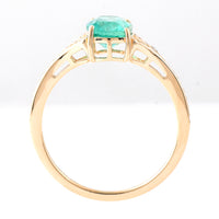 1.40 Ct Cushion Mixed Cut Natural Emerald 14K Gold Ring