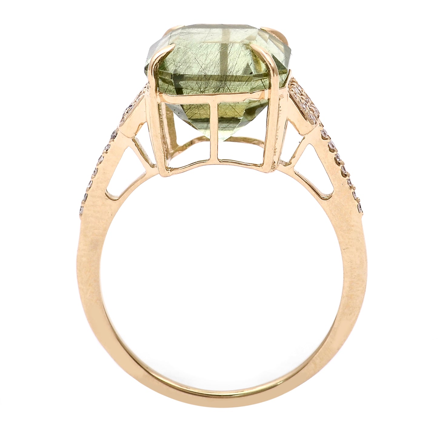 6.62 Ct Octagon Natural Eridot 14K Gold Ring