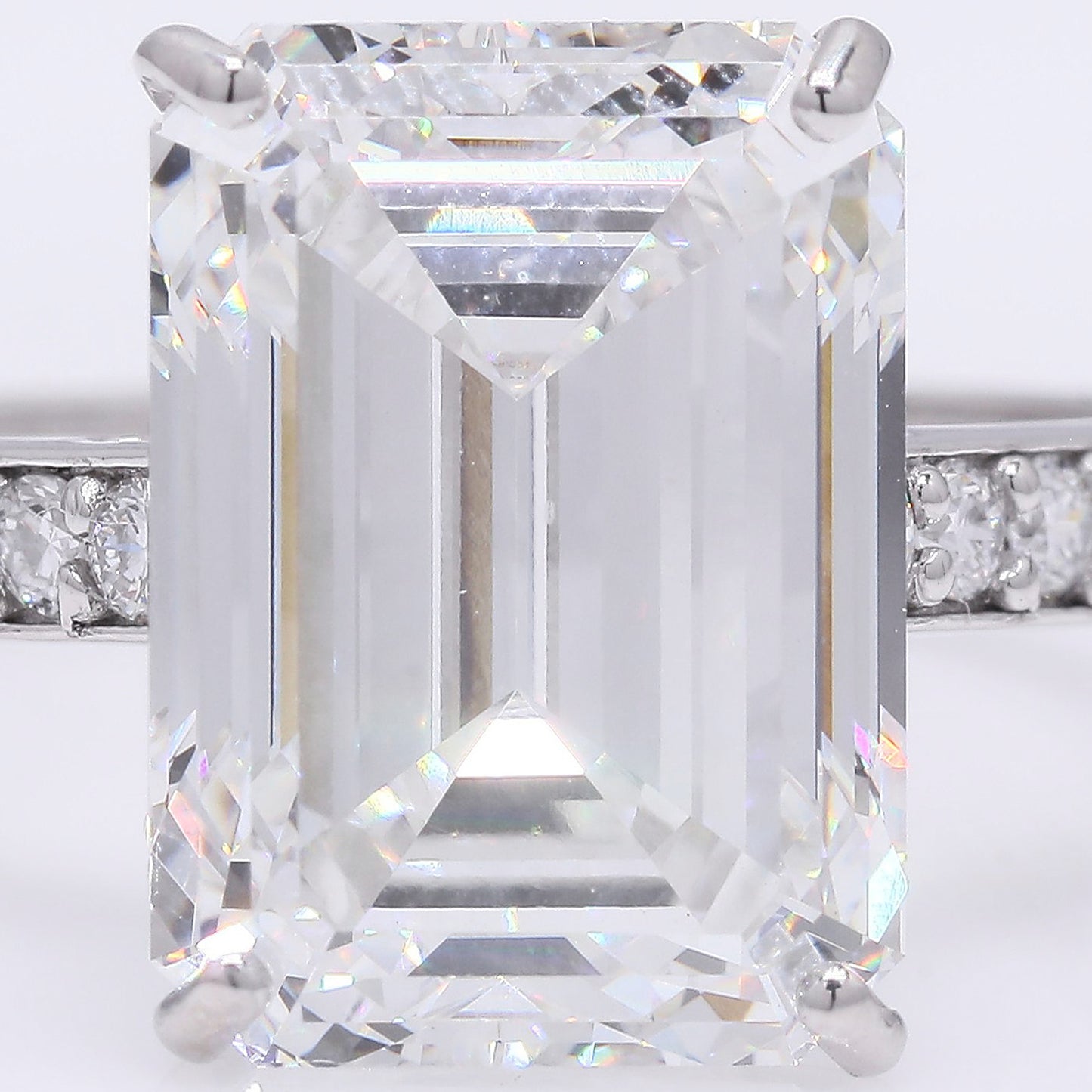 7.93 Ct Emerald Cut Lab Grown Diamond 950 Platinum Ring