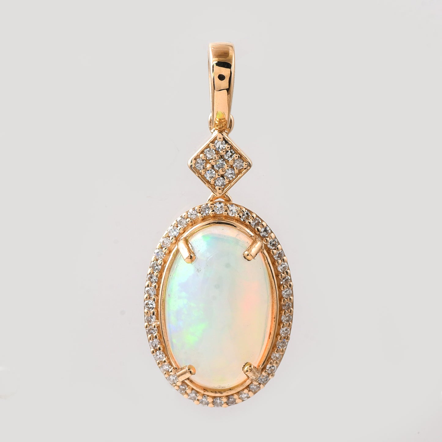2.48 Ct Oval Cabochon Cut Natural Opal 14K Gold Pendant