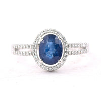 1.47 Ct Oval Mixed Cut Natural Sapphire 950 Platinum Ring