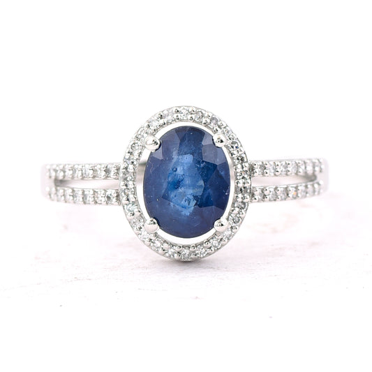 1.47 Ct Oval Mixed Cut Natural Sapphire 950 Platinum Ring