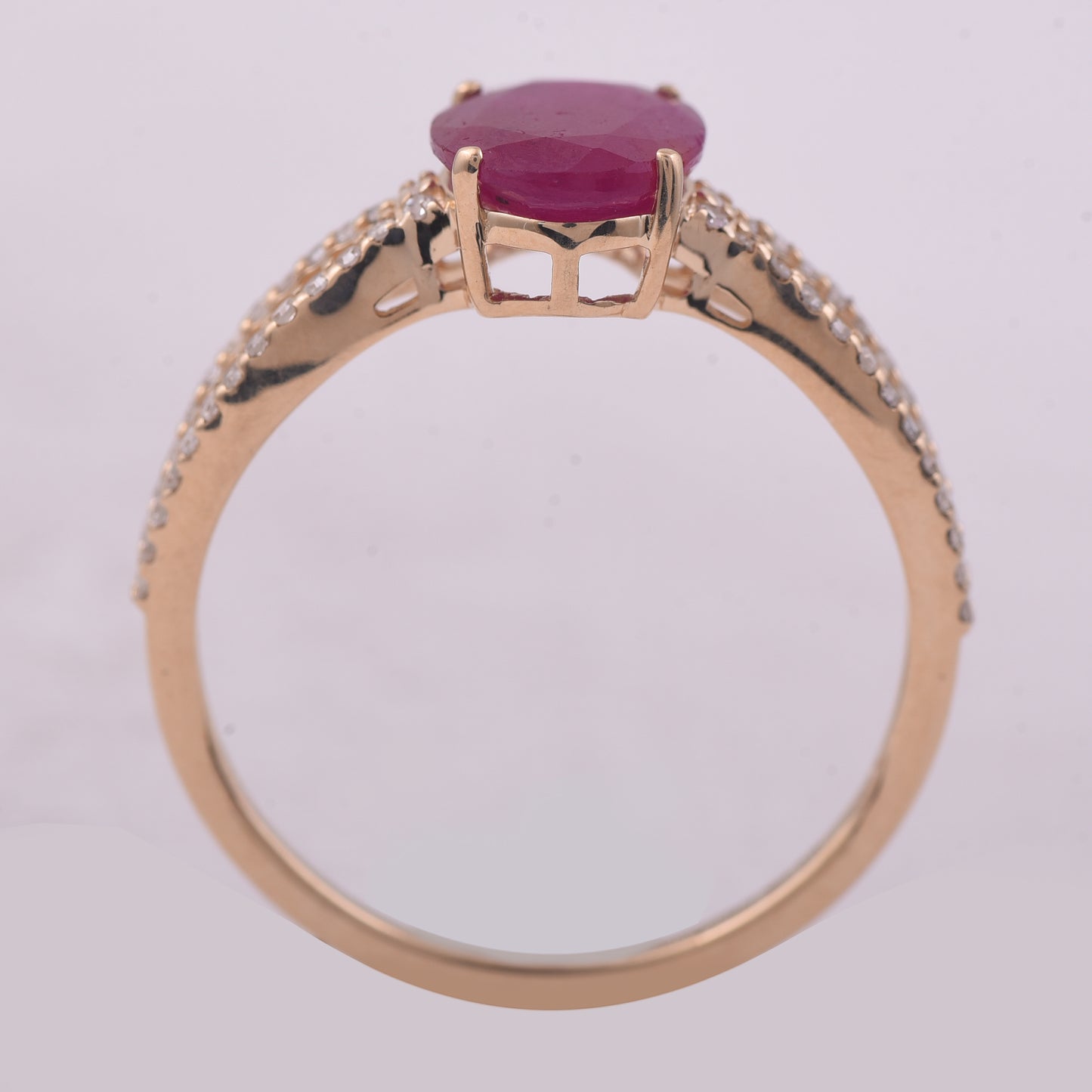 1.63 Ct Oval Mixed Cut Natural Ruby 14K Gold Ring