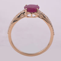 1.63 Ct Oval Mixed Cut Natural Ruby 14K Gold Ring