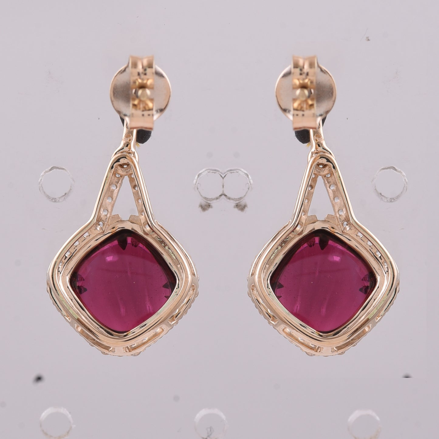 5.59 Ct Cushion Tourmaline 9K Gold Earrings