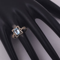 1.67 Ct Octagon Blue Topaz 9K Gold Ring