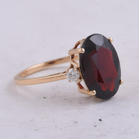 5.81 Ct Oval Natural Garnet 14K Gold Ring