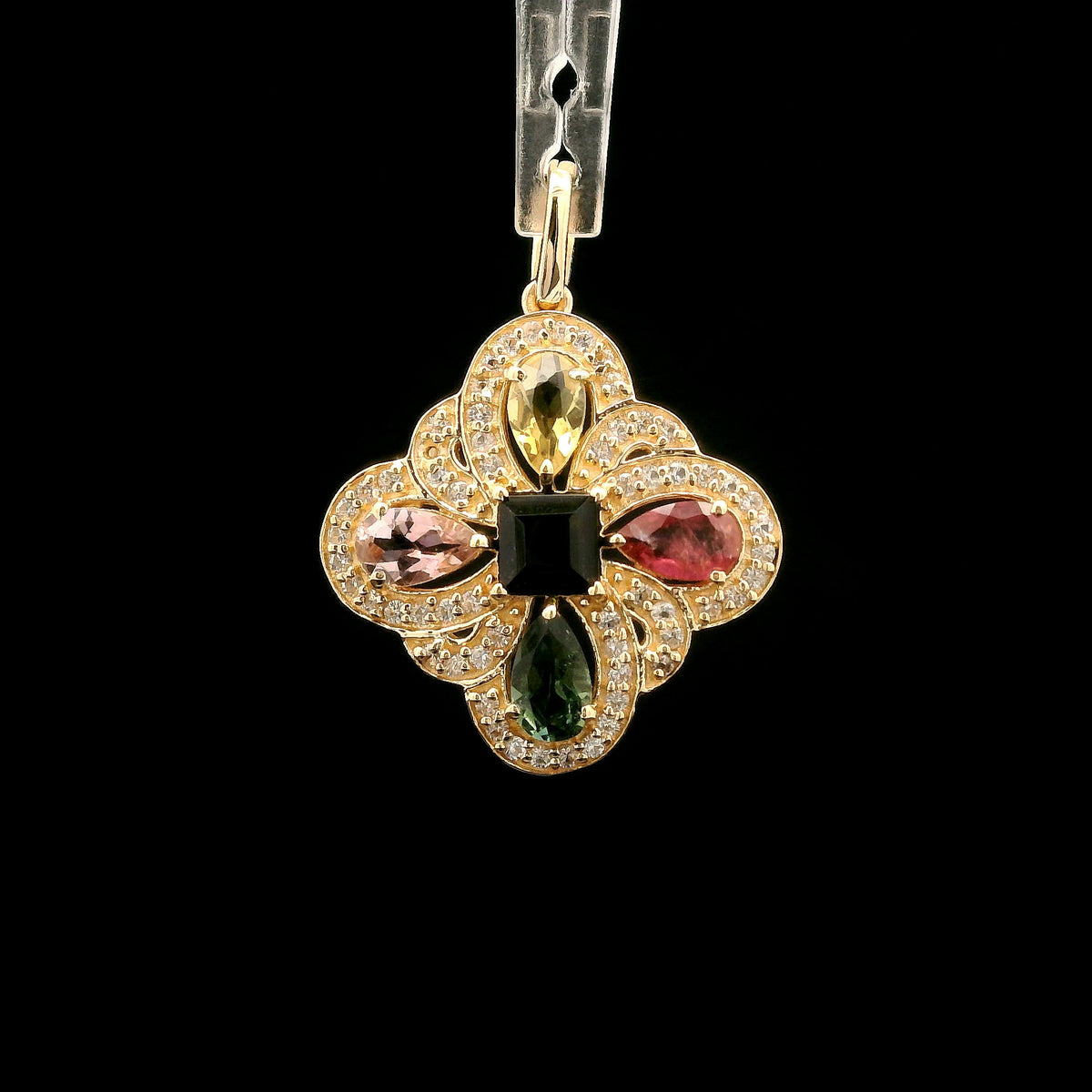 1.26 Ct Square Tourmaline 14K Gold Pendant