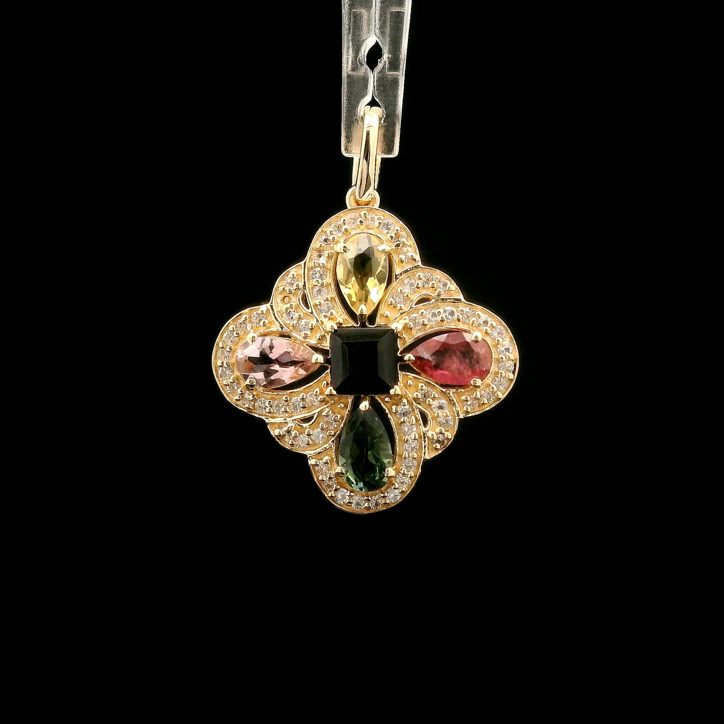 1.26 Ct Square Tourmaline 14K Gold Pendant