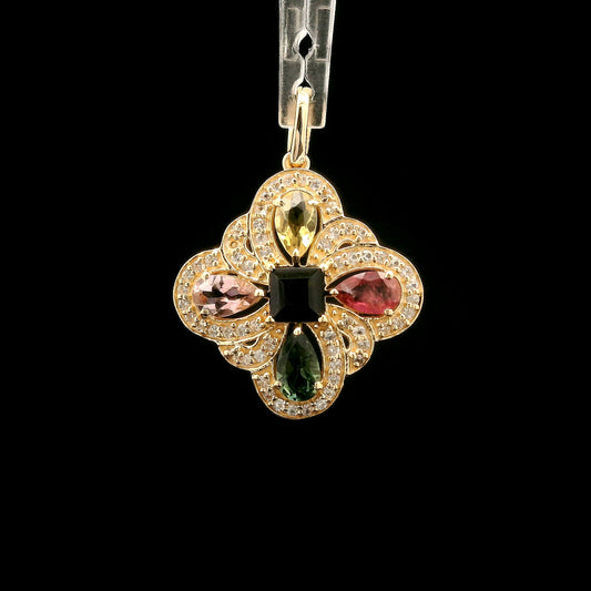 1.26 Ct Square Tourmaline 14K Gold Pendant