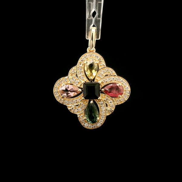 1.26 Ct Square Tourmaline 14K Gold Pendant