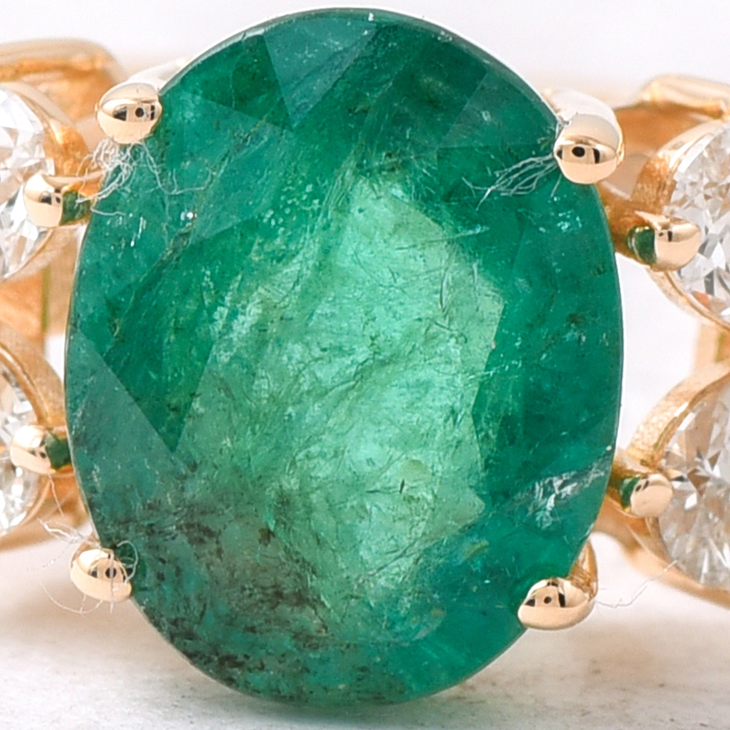 2.11 Ct Oval Mixed Cut Natural Emerald 14K Gold Ring