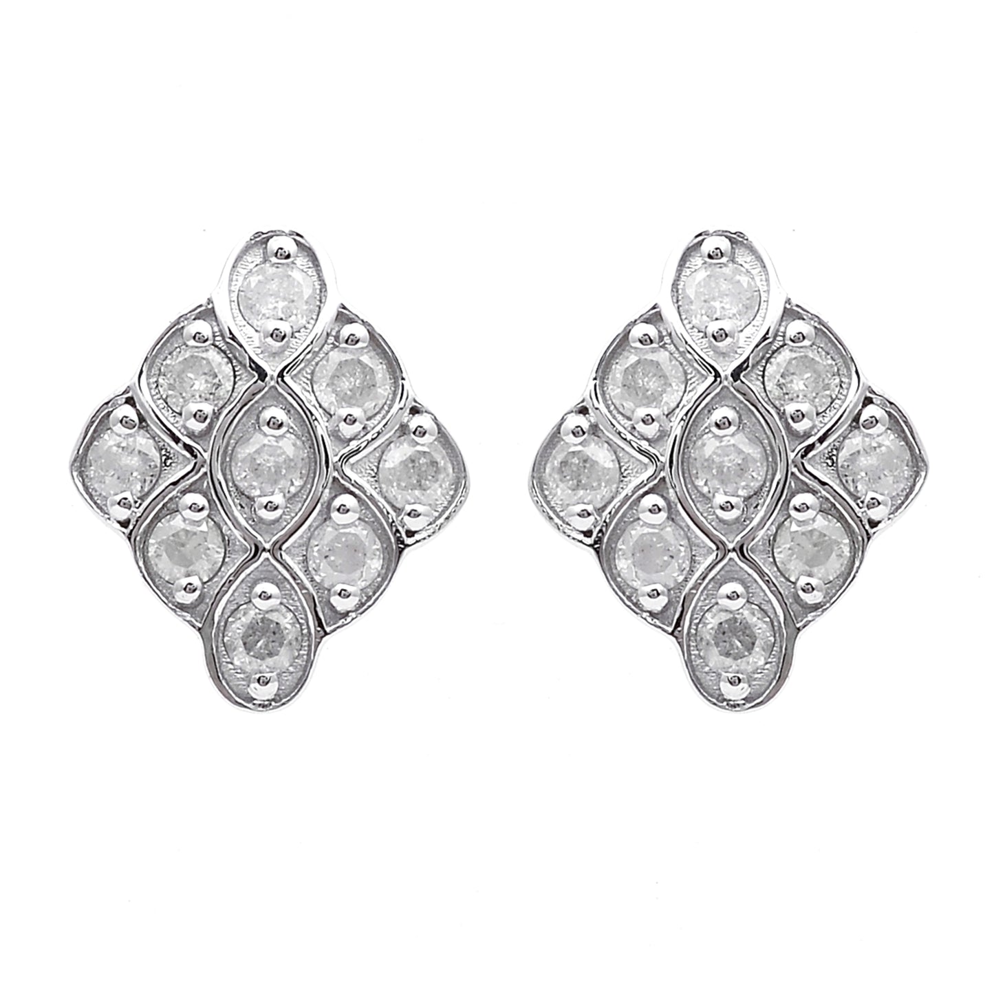 0.43 Ct Round Diamond 925 Sterling Silver Earrings